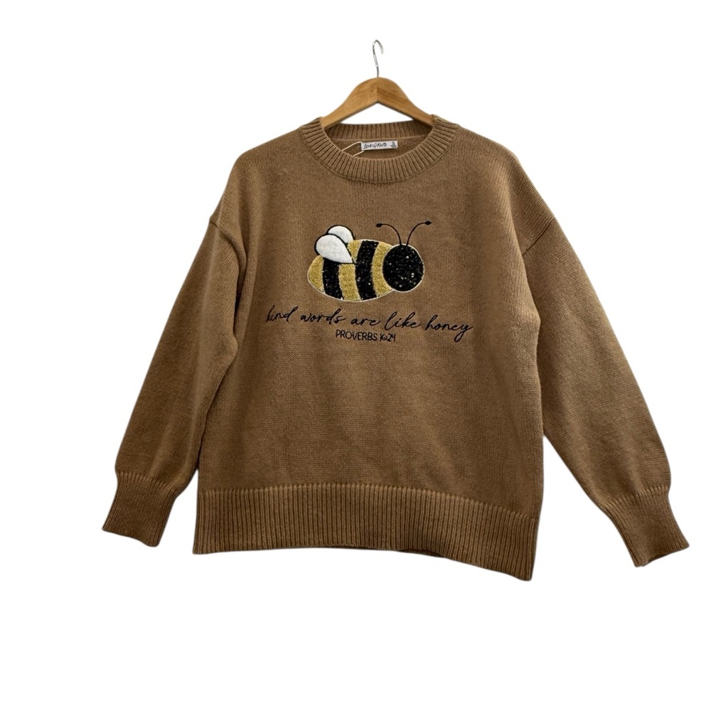 Love in Faith Bee Scripture Sweater “Kind Words Are Like Honey” Pullover S